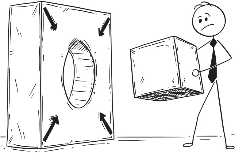Problem Solving Metaphor - Cube & Hole vector image