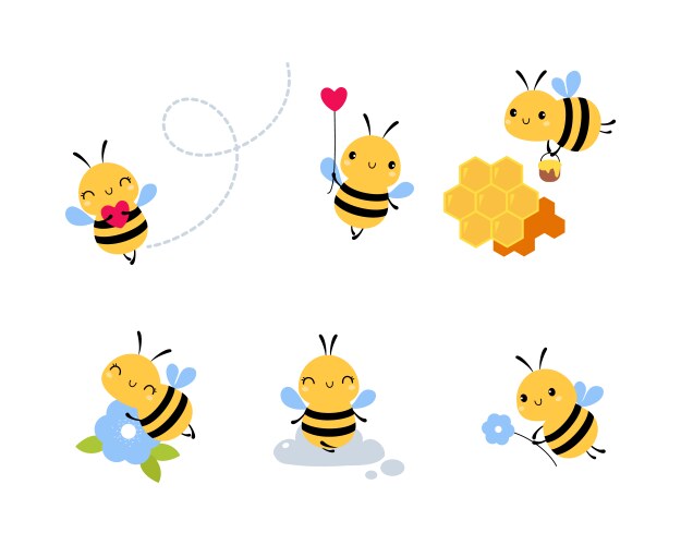 Adorable Honey Bee with Wings Vector Image