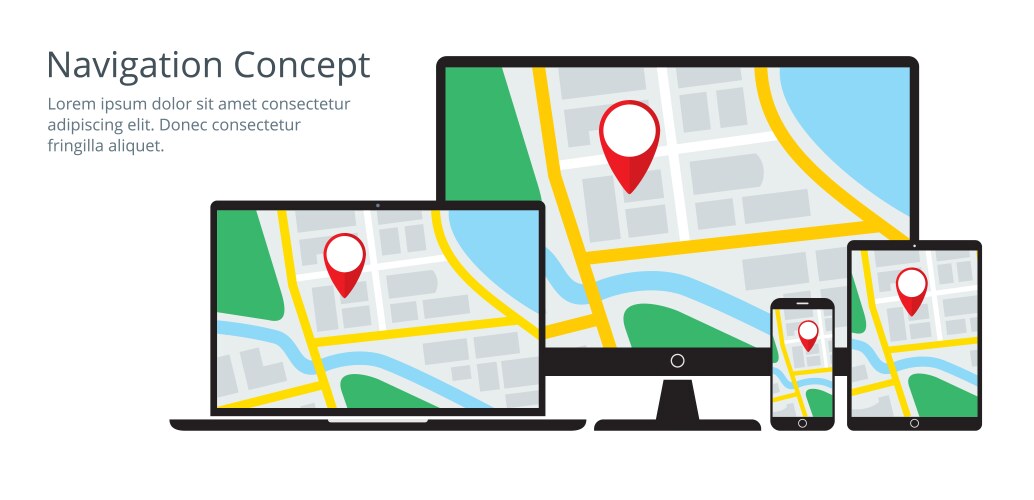 Responsive Navigation Map App vector image