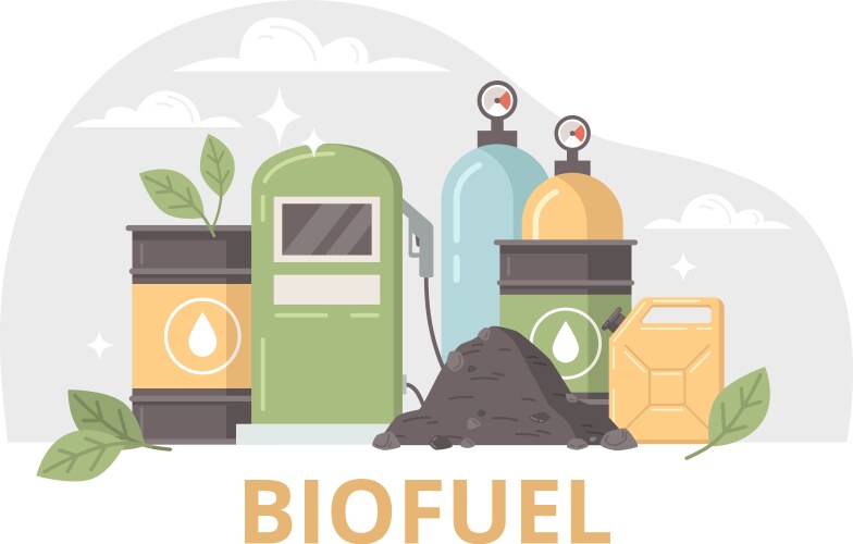 Biofuel production flat set Royalty Free Vector Image