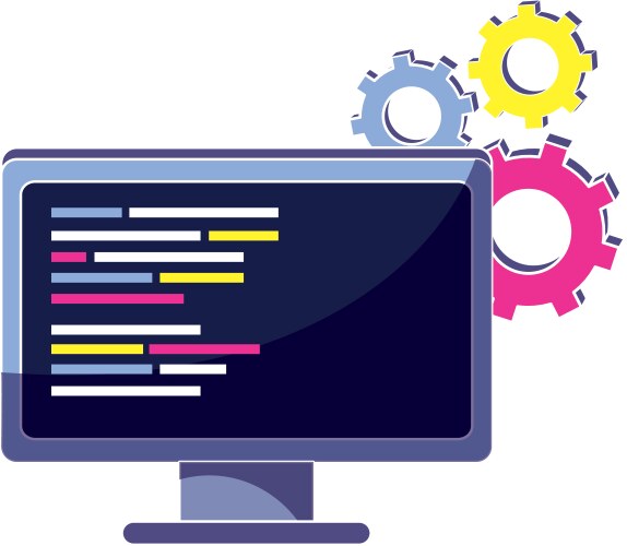 Industry gear and computer with code program vektorbild