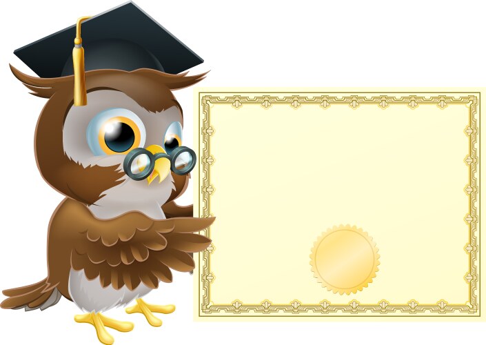Owl diploma certificate background Vector Image