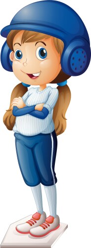 A baseball player in her blue uniform Vector Image