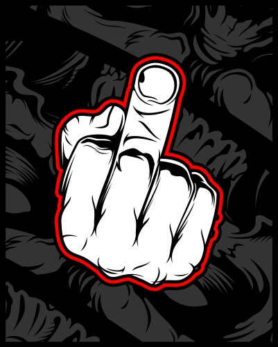 Middle Finger Symbol - Vintage Sketch Vector Image