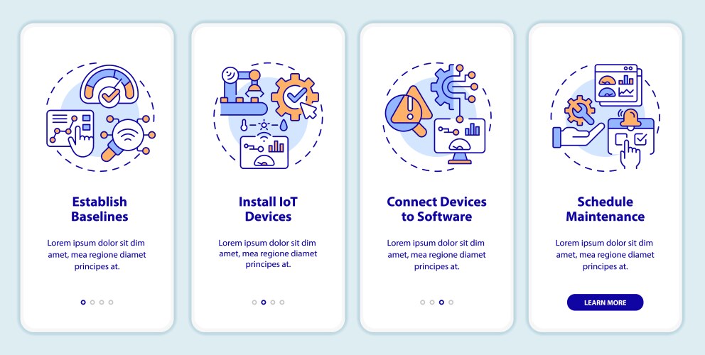 Multicolor walkthrough predictive maintenance vector image