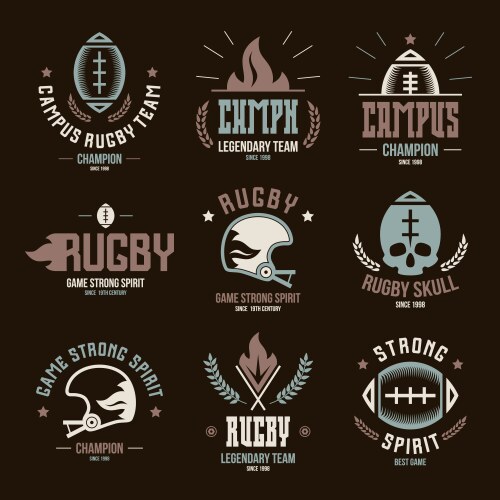 Rugby Team Badges - Retro Style Vector Image
