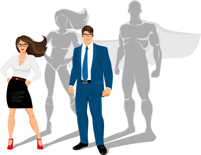 businessman and business woman office superheroes vector image vector image