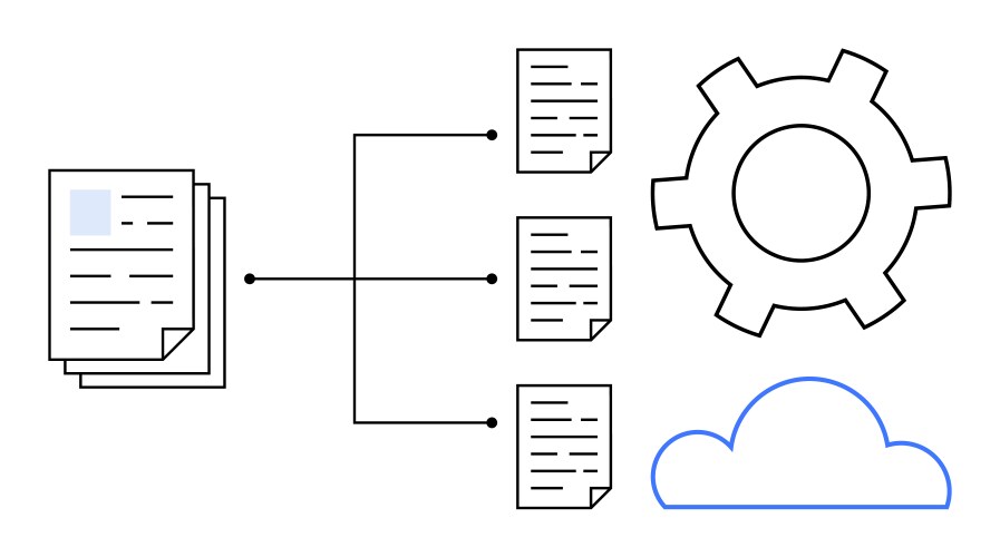 Document management concept with file processing vector image