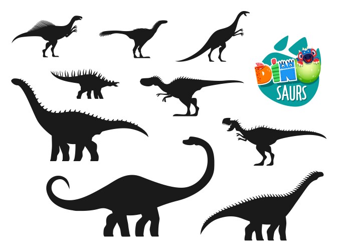 dinosaur extinct prehistoric animals silhouettes vector