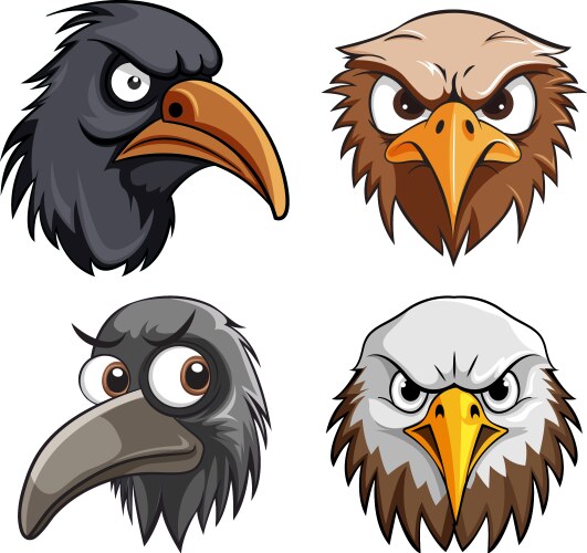 Set of bird face vector image