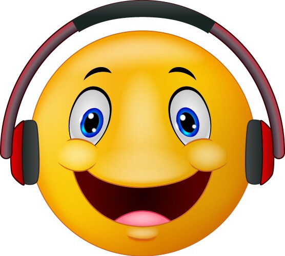 emoticon with headphones vector