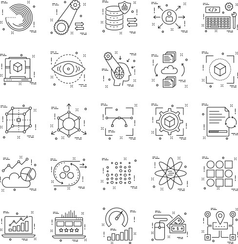Line Icons - Technology &amp; Data Vector Image