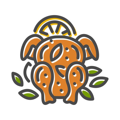 Cooked poultry thin line icon isolated on white Vector Image