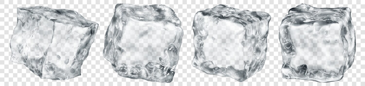 set of transparent ice cubes vector image