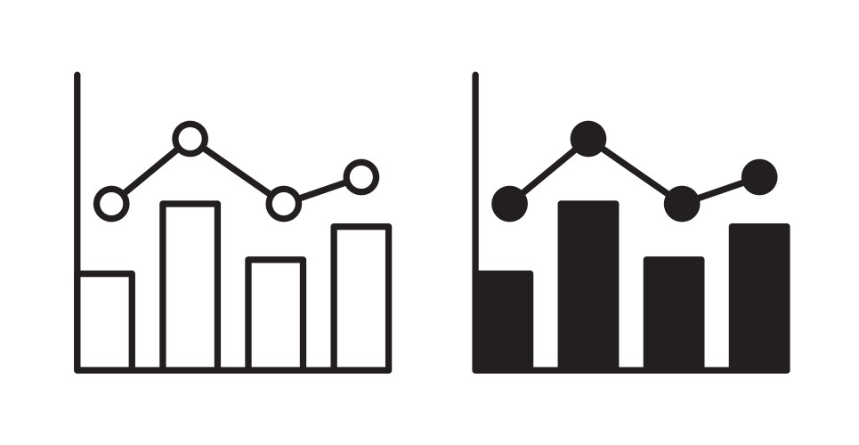 Chart histogram icon set in thin line for web vector image
