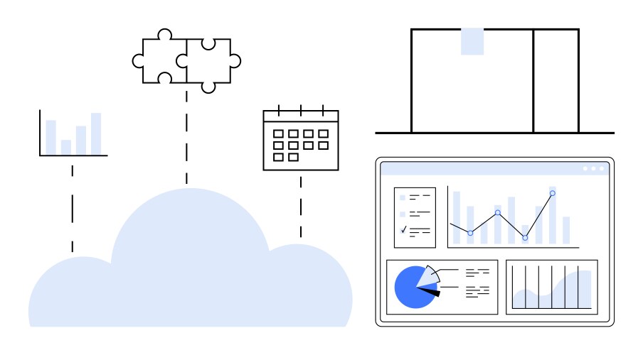 Cloud-based data integration with analytics vector image