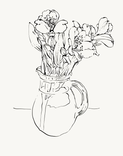 Floral Sketch in Vase Vector Image