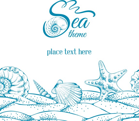 Sea background with shell Royalty Free Vector Image