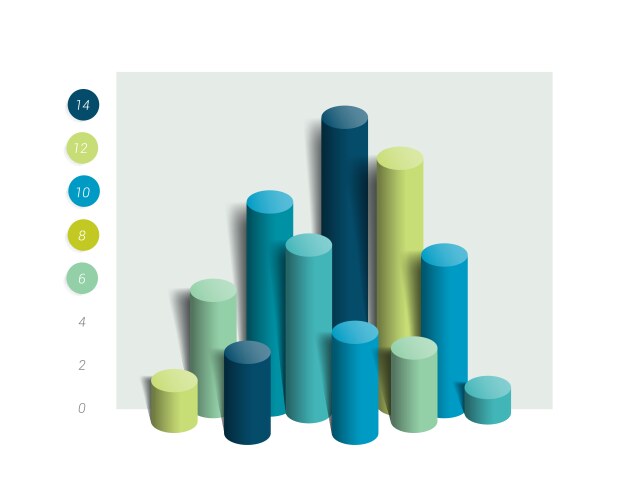 3D Column Chart Graph Data Visualization vector image