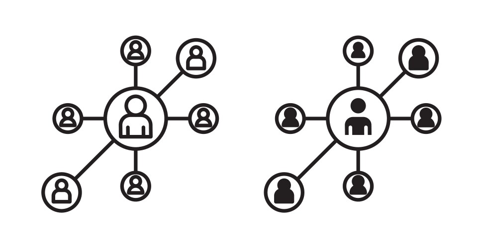 Chart network icon set in thin line for web vector image