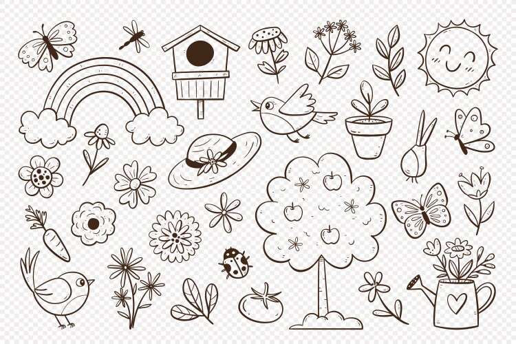 Spring objects collection Royalty Free Vector Image