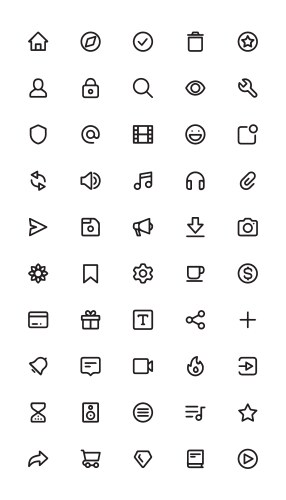 Baseline icon set for web and mobile ui vector image