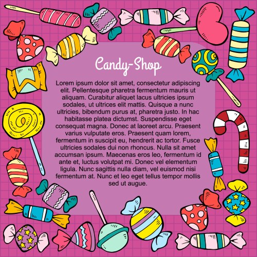 hand drawn candy shop template vector image