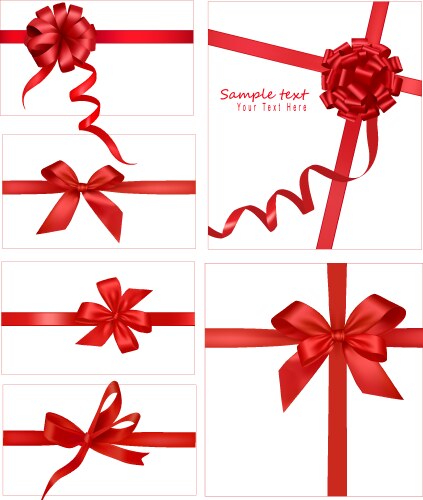Bows with ribbons of cool colors Royalty Free Vector Image