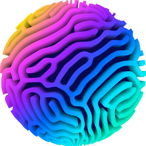 3d orb shape with algorithmic pattern holographic vector image