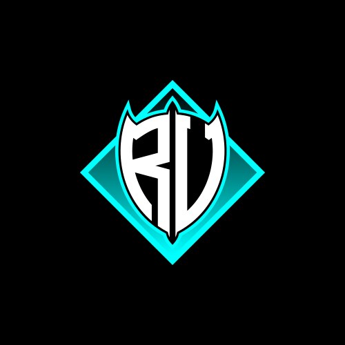 R v letter shield with square protection logo Vector Image