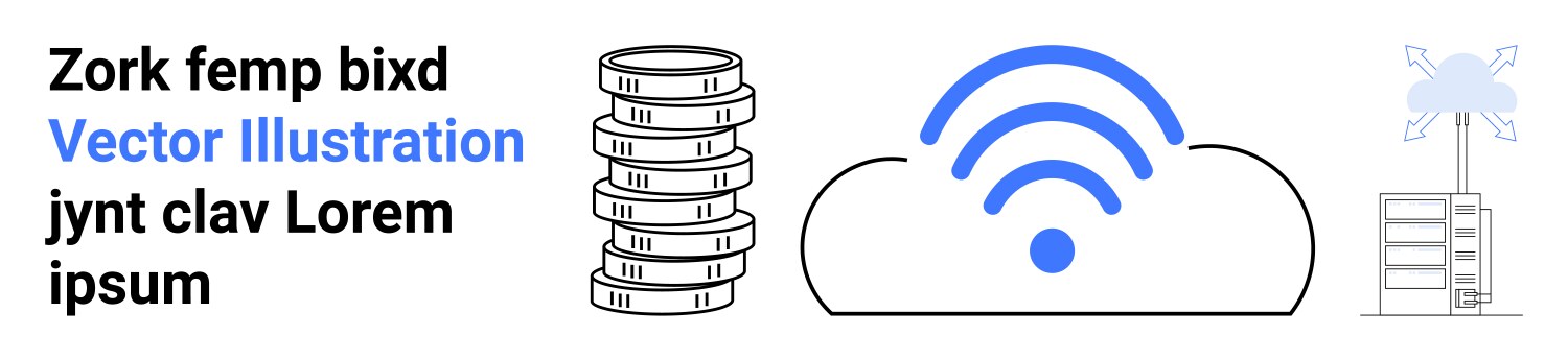 Cloud networking signal with stack of coins vector image