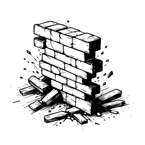 Fallen Wall Vector Wall Collapse - Destruction – Royalty-Free Vector | VectorStock