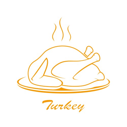 Roast Turkey on Plate Vector Image