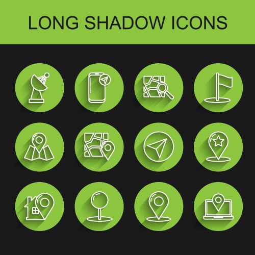 Set line map pointer with house push pin radar vector image