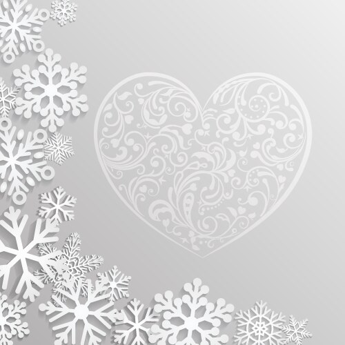 Winter Hearts & Snowflakes vector image