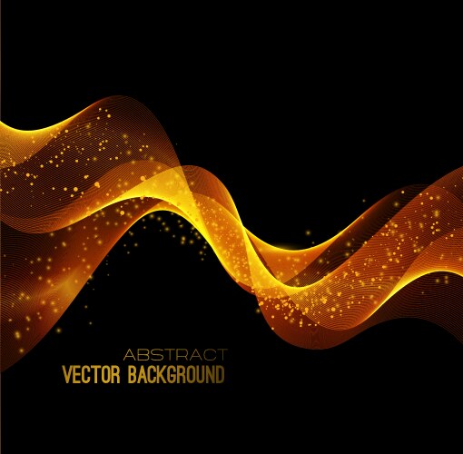 Abstract background with golden waves on a black Vector Image