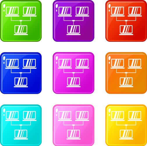 Exchange of data between computers icons 9 set vektorbild
