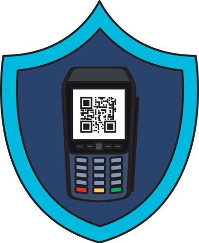 Dataphone with scan code qr in shield vektorbild