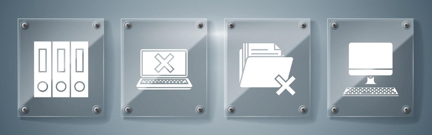 Set computer monitor with keyboard delete folder vektorbild