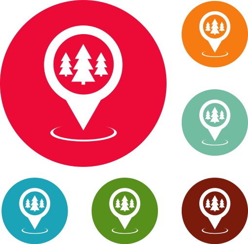 Forest map pointer icons circle set vektorbild