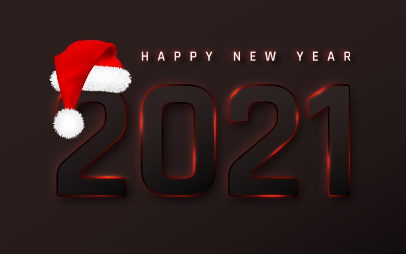 Happy new year 2021 cover with santa hat template vector image