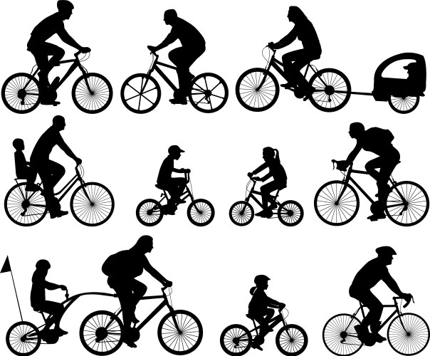 Cycling Silhouettes Collection Vector Image
