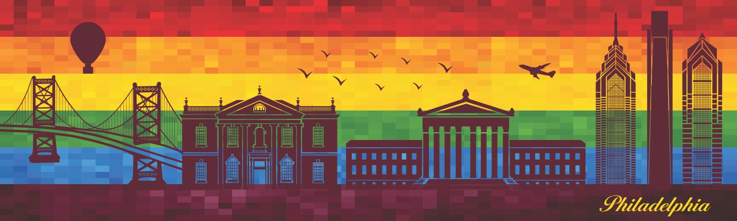 Philadelphia Skyline - LGBT Pride Vector Image