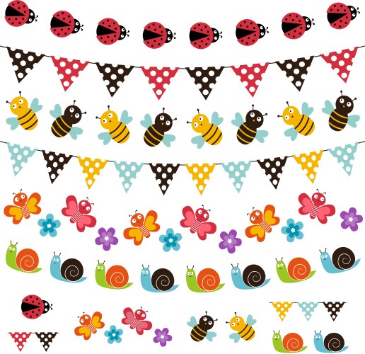 Garden Party Bunting & Garland Set Vector Image