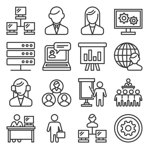 system administrator and operator icons set line vector image