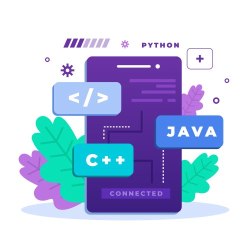 App development concept with programming languages vector image
