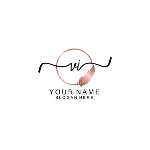 Elegant vi initial logo with floral handwritten Vector Image