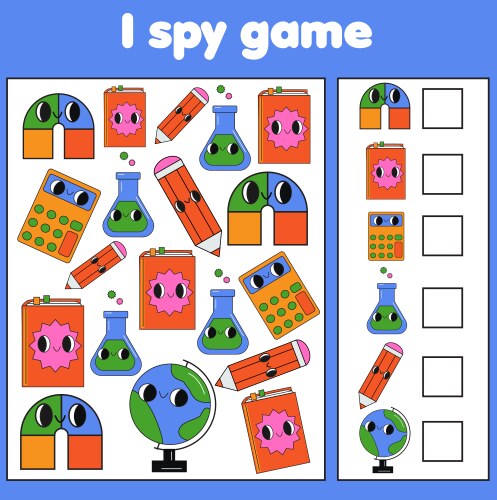 I spy game find and count objects back to school vector image