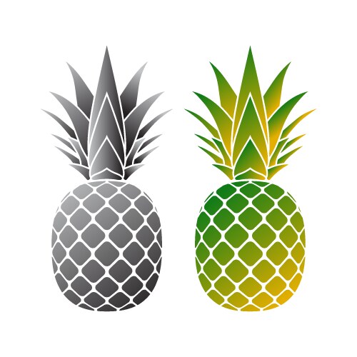 Pineapple yellow gray icons set Royalty Free Vector Image