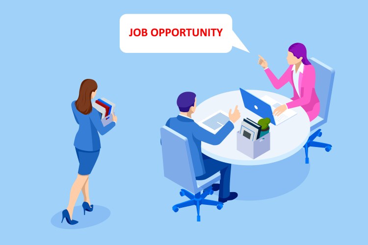 Isometric hiring and recruitment job candidates vector image